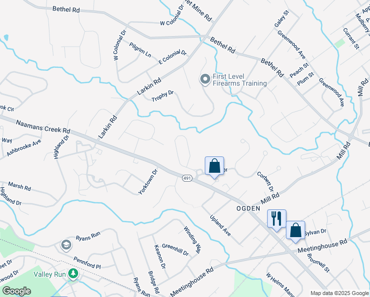 map of restaurants, bars, coffee shops, grocery stores, and more near 62 Dresner Circle in Delaware County