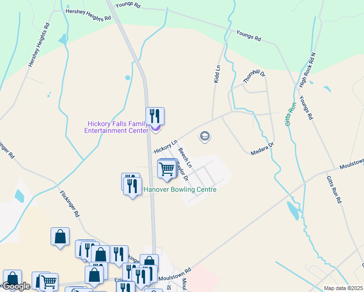 map of restaurants, bars, coffee shops, grocery stores, and more near 1689 Beech Lane in Hanover