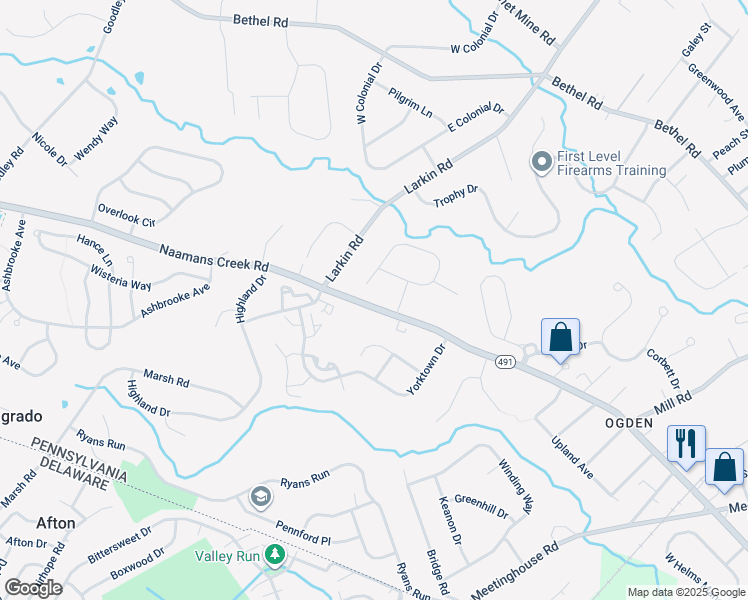 map of restaurants, bars, coffee shops, grocery stores, and more near 4225 Naamans Creek Road in Ogden