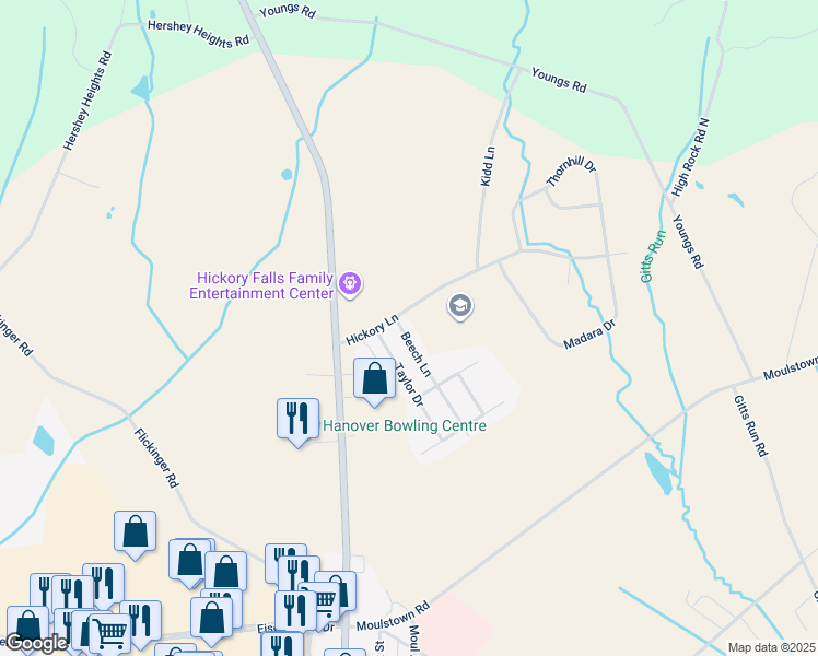 map of restaurants, bars, coffee shops, grocery stores, and more near 1689 Beech Lane in Hanover