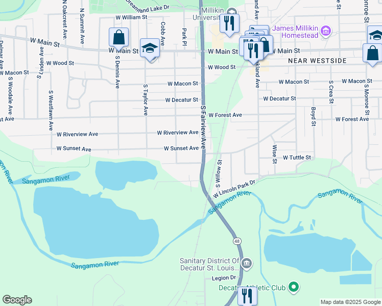 map of restaurants, bars, coffee shops, grocery stores, and more near 1332 West California Avenue in Decatur