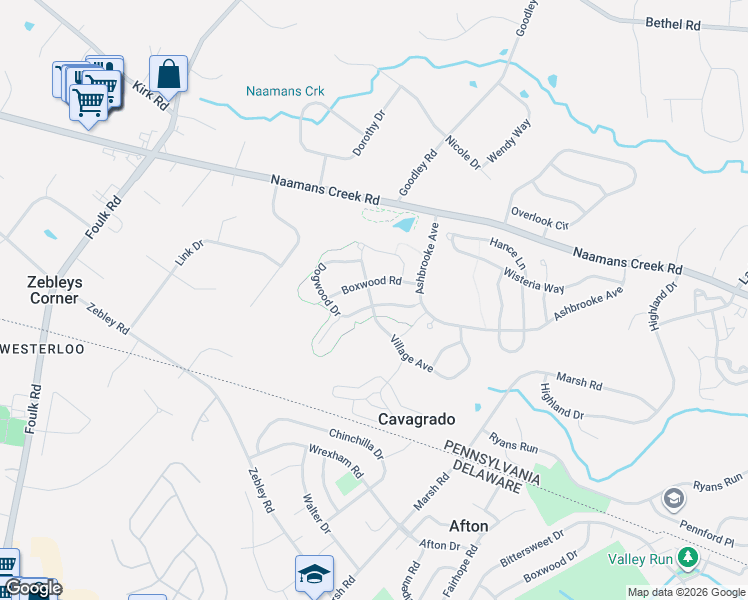 map of restaurants, bars, coffee shops, grocery stores, and more near 1635 Dogwood Drive in Garnet Valley