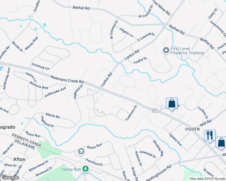 map of restaurants, bars, coffee shops, grocery stores, and more near 4229 Naamans Creek Road in Ogden