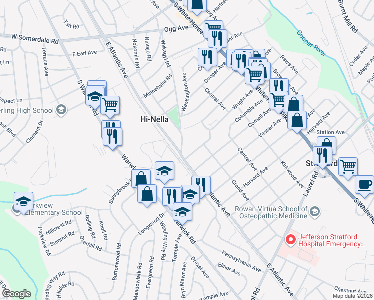 map of restaurants, bars, coffee shops, grocery stores, and more near 318 Columbia Avenue in Stratford