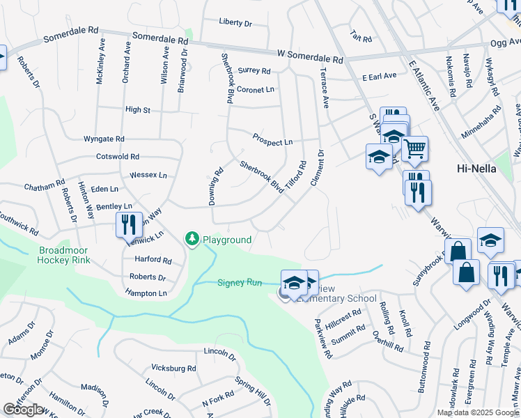 map of restaurants, bars, coffee shops, grocery stores, and more near 230 Tilford Road in Somerdale
