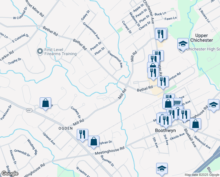 map of restaurants, bars, coffee shops, grocery stores, and more near 1903 Bergdoll Avenue in Marcus Hook