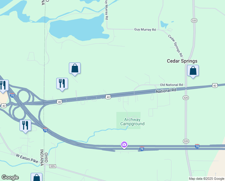 map of restaurants, bars, coffee shops, grocery stores, and more near 9461 U.S. 40 in New Paris