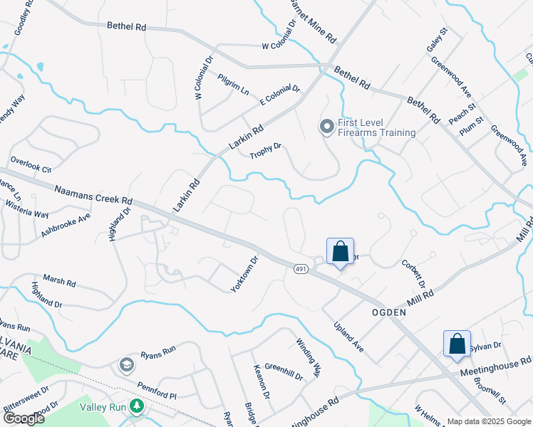 map of restaurants, bars, coffee shops, grocery stores, and more near 4105 Virginia Court in Delaware County
