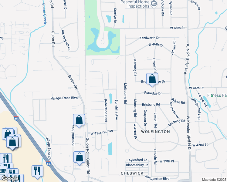 map of restaurants, bars, coffee shops, grocery stores, and more near 4406 Rotterdam Drive in Indianapolis
