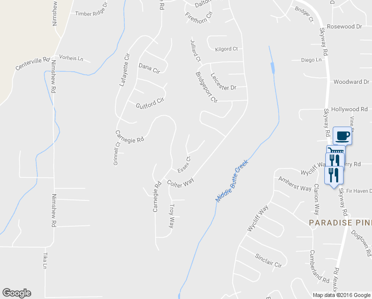 map of restaurants, bars, coffee shops, grocery stores, and more near 14462 Essex Court in Magalia