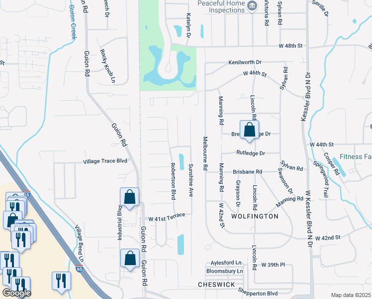 map of restaurants, bars, coffee shops, grocery stores, and more near 4406 Rotterdam Drive in Indianapolis