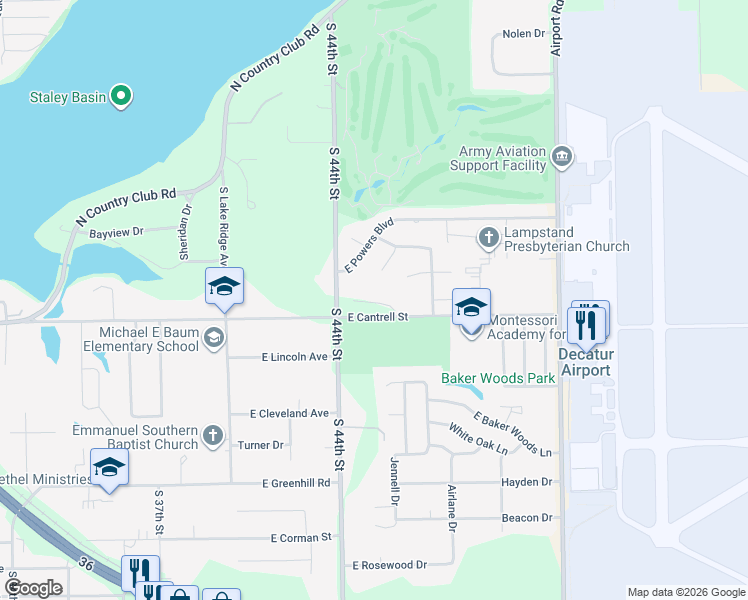 map of restaurants, bars, coffee shops, grocery stores, and more near 4432 Mount Vernon Place in Decatur