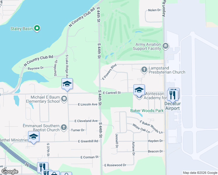 map of restaurants, bars, coffee shops, grocery stores, and more near 4432 Mount Vernon Place in Decatur