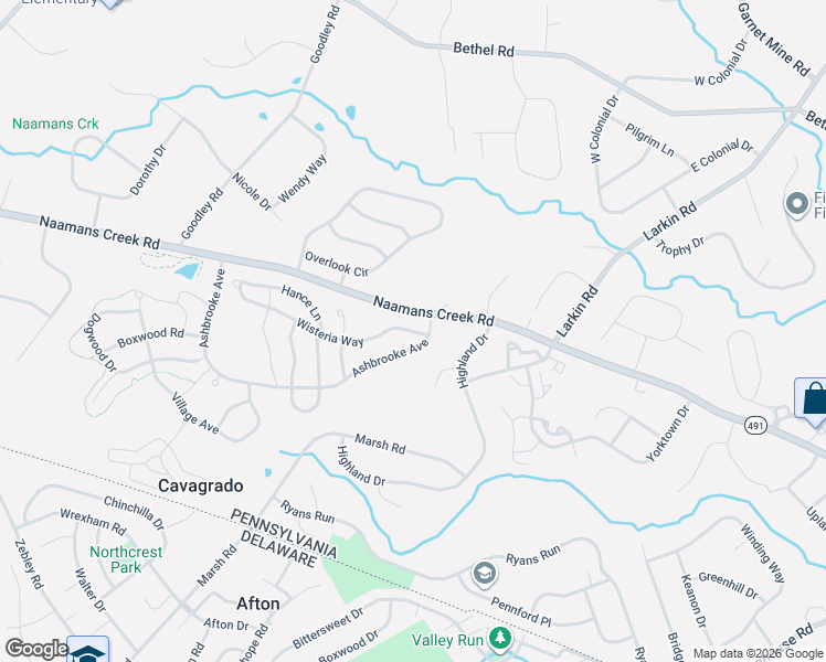 map of restaurants, bars, coffee shops, grocery stores, and more near 1771 Ashbrooke Avenue in Garnet Valley