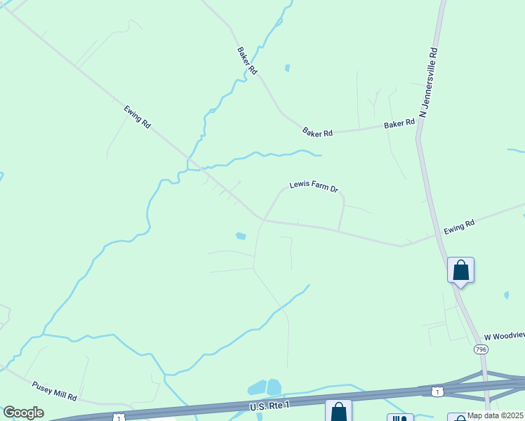 map of restaurants, bars, coffee shops, grocery stores, and more near 720 Ewing Road in Cochranville