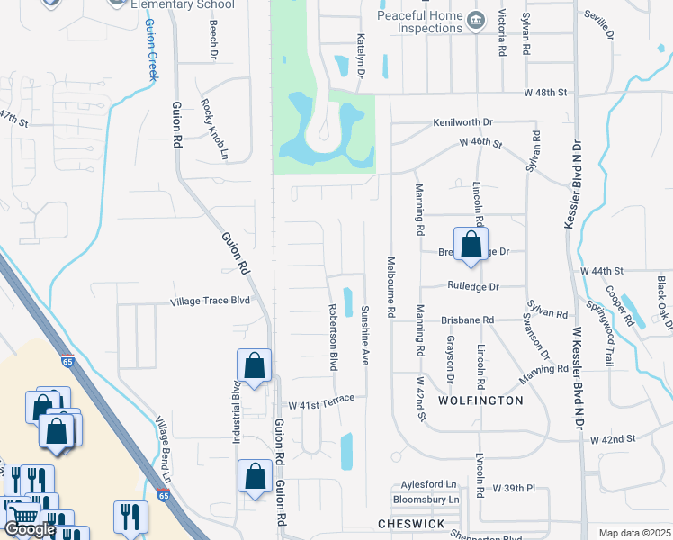 map of restaurants, bars, coffee shops, grocery stores, and more near 4406 Rotterdam Drive in Indianapolis