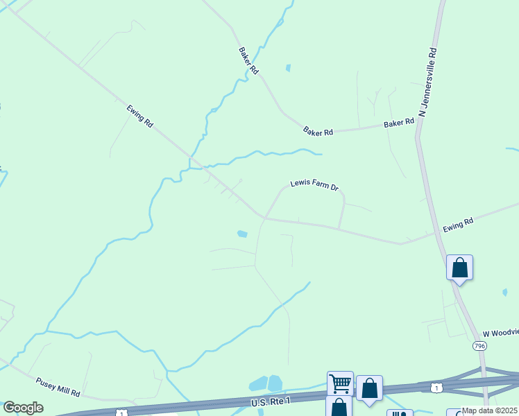 map of restaurants, bars, coffee shops, grocery stores, and more near 720 Ewing Road in Cochranville