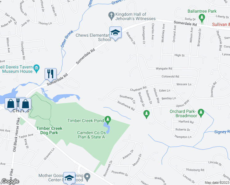 map of restaurants, bars, coffee shops, grocery stores, and more near 632 Chatham Road in Somerdale