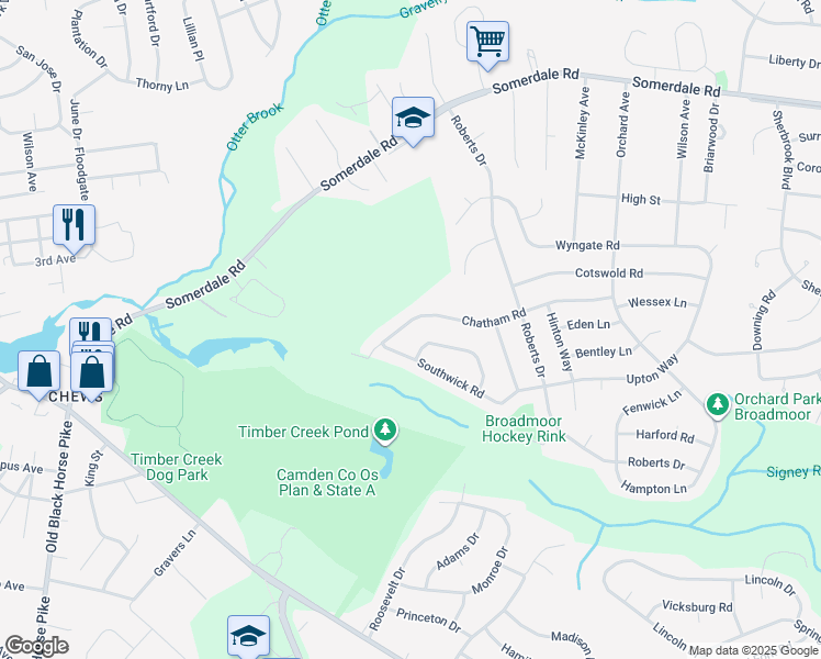 map of restaurants, bars, coffee shops, grocery stores, and more near 632 Chatham Road in Somerdale