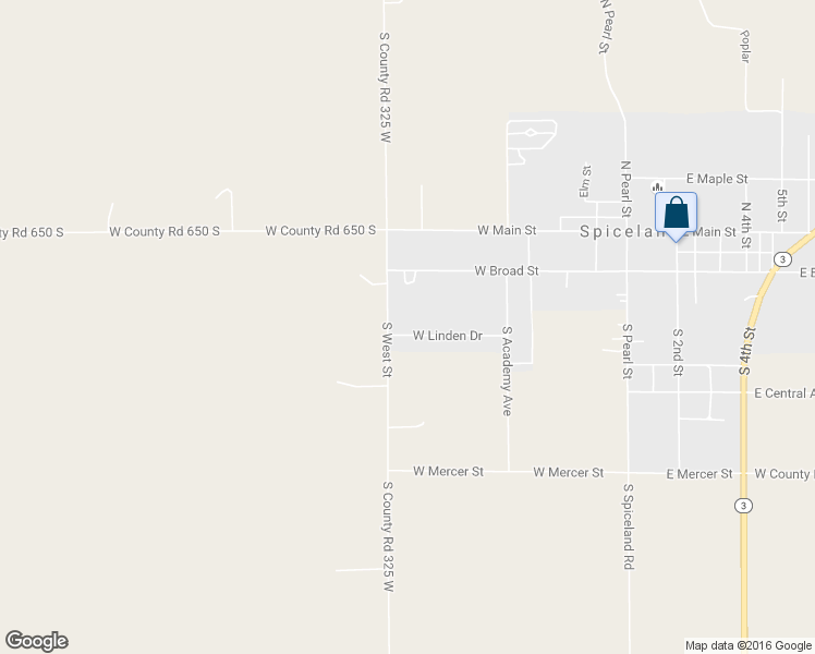 map of restaurants, bars, coffee shops, grocery stores, and more near 526 West Linden Drive in Spiceland