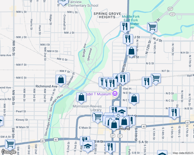 map of restaurants, bars, coffee shops, grocery stores, and more near 520 North 6th Street in Richmond