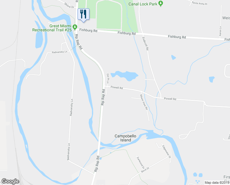 map of restaurants, bars, coffee shops, grocery stores, and more near 4000 Powell Road in Dayton