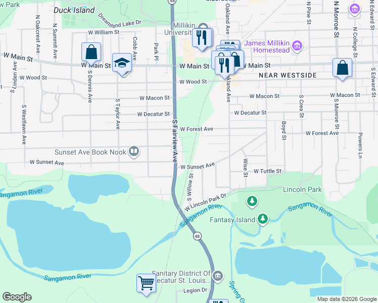 map of restaurants, bars, coffee shops, grocery stores, and more near 1200 West Cottage Hill Avenue in Decatur