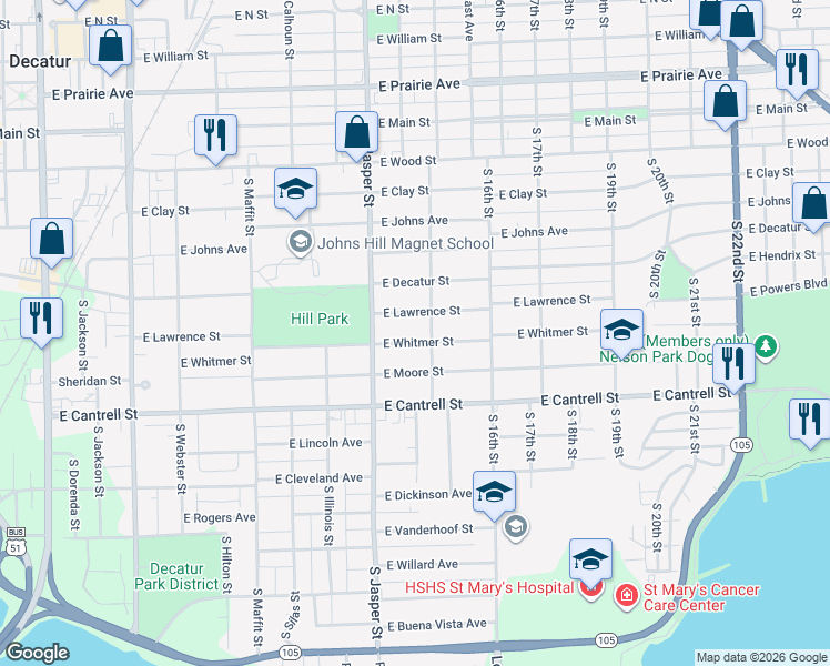 map of restaurants, bars, coffee shops, grocery stores, and more near 645-699 South Stone Street in Decatur