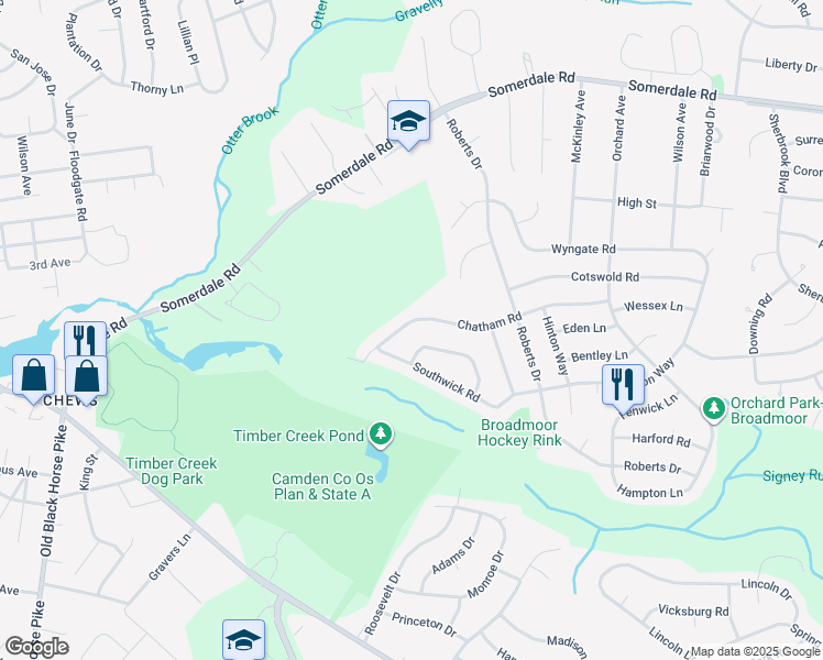 map of restaurants, bars, coffee shops, grocery stores, and more near 632 Chatham Rd in Somerdale