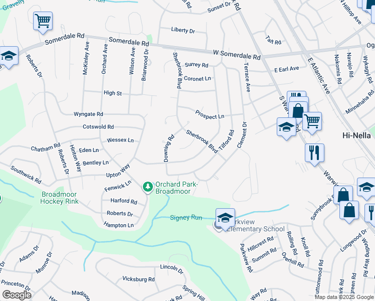 map of restaurants, bars, coffee shops, grocery stores, and more near 225 Orono Place in Somerdale