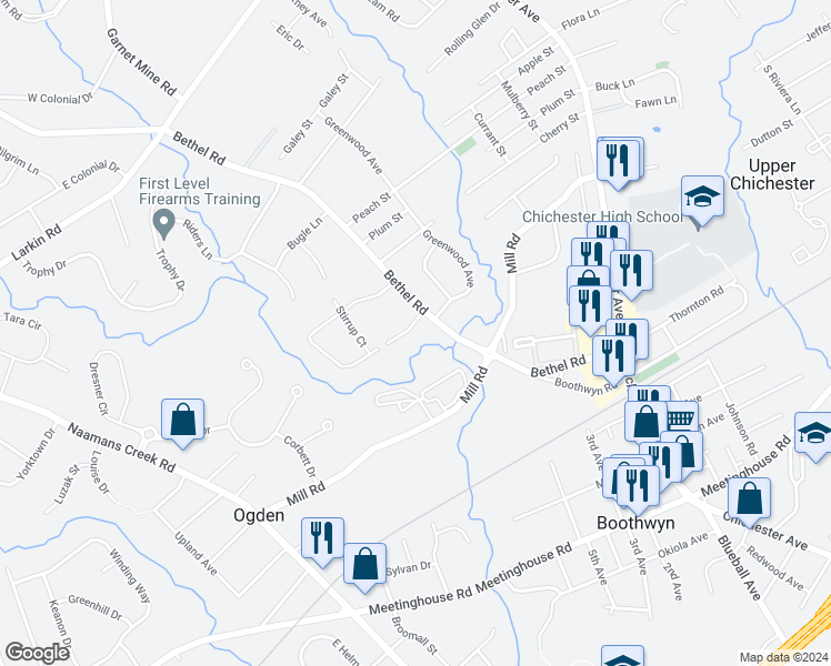 map of restaurants, bars, coffee shops, grocery stores, and more near 1903 Bergdoll Avenue in Marcus Hook