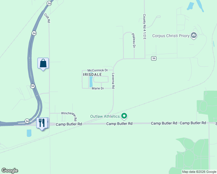 map of restaurants, bars, coffee shops, grocery stores, and more near 4108 Marie Dr in Springfield