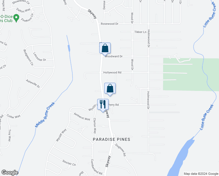 map of restaurants, bars, coffee shops, grocery stores, and more near 14371 Vine Street in Magalia