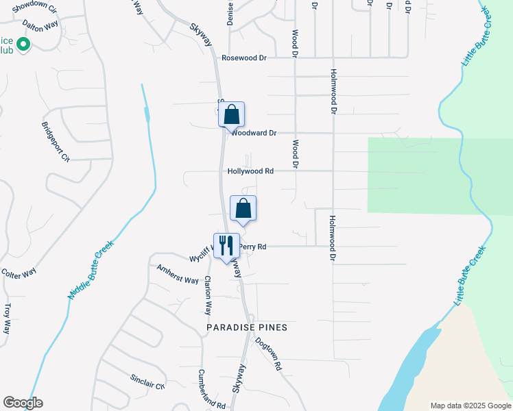map of restaurants, bars, coffee shops, grocery stores, and more near 14363 Vine Street in Magalia