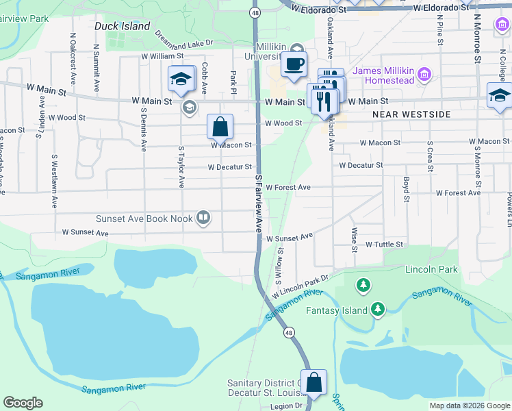 map of restaurants, bars, coffee shops, grocery stores, and more near 1200-1298 W Cottage Hill Ave in Decatur