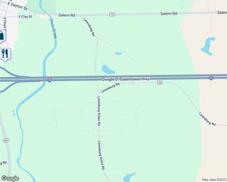 map of restaurants, bars, coffee shops, grocery stores, and more near 5460 Knollwood Drive in Lewisburg