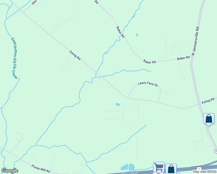 map of restaurants, bars, coffee shops, grocery stores, and more near 711 Ewing Road in Cochranville