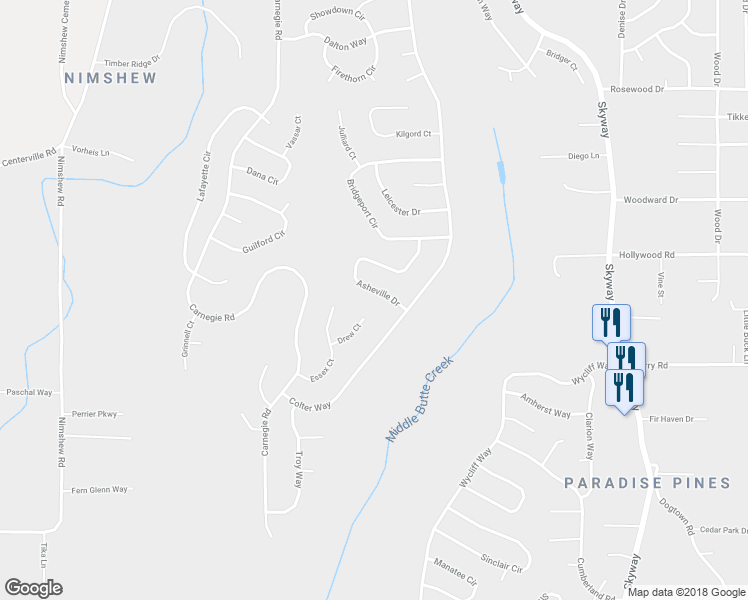 map of restaurants, bars, coffee shops, grocery stores, and more near 14545 Asheville Drive in Magalia