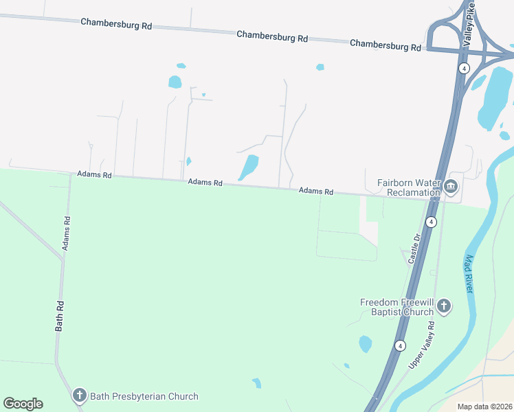 map of restaurants, bars, coffee shops, grocery stores, and more near 9055 Adams Road in Dayton