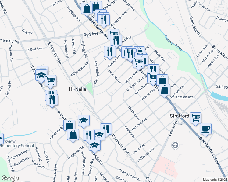 map of restaurants, bars, coffee shops, grocery stores, and more near 106 Whitman Avenue in Stratford