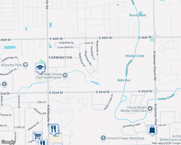 map of restaurants, bars, coffee shops, grocery stores, and more near 4339 Ringstead Way in Indianapolis