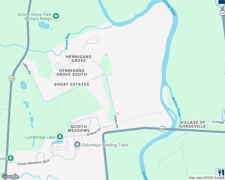 map of restaurants, bars, coffee shops, grocery stores, and more near 510 Hibbs Road in Lockbourne