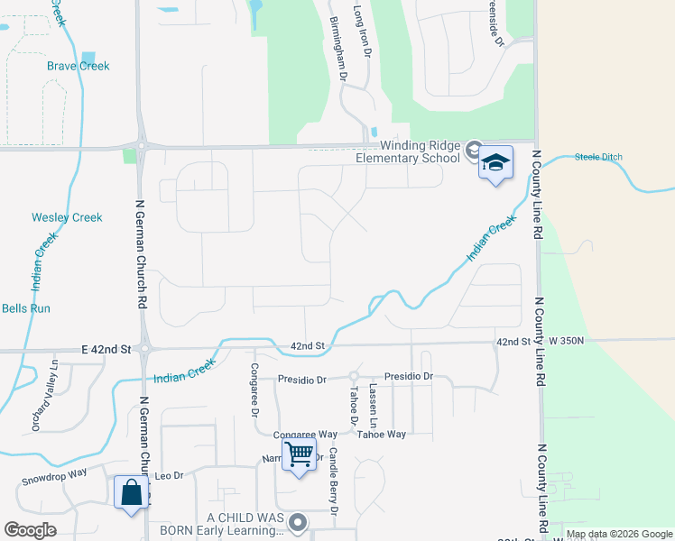 map of restaurants, bars, coffee shops, grocery stores, and more near 11440 Cuyahoga Drive in Indianapolis