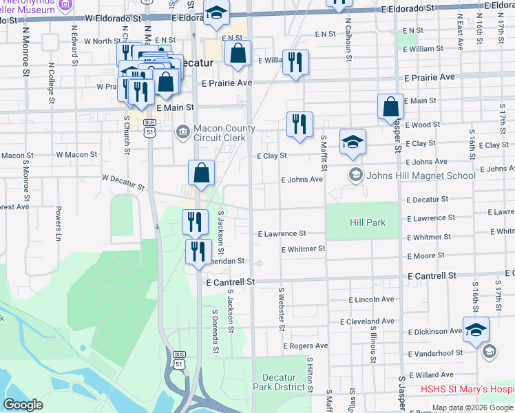 map of restaurants, bars, coffee shops, grocery stores, and more near 620 East Decatur Street in Decatur
