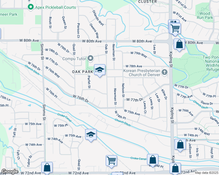map of restaurants, bars, coffee shops, grocery stores, and more near 7737 Newman Street in Arvada