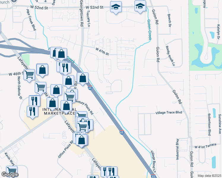 map of restaurants, bars, coffee shops, grocery stores, and more near 4540 Candletree Circle in Indianapolis