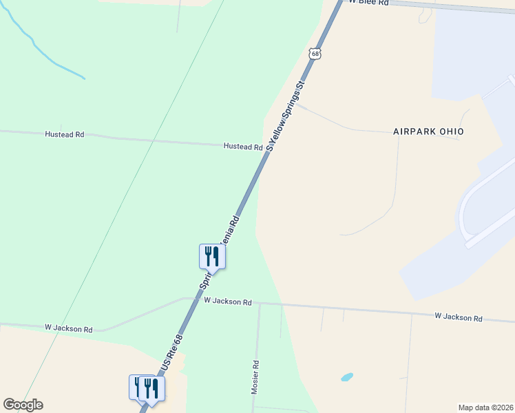 map of restaurants, bars, coffee shops, grocery stores, and more near 6184 Springfield Xenia Road in Springfield