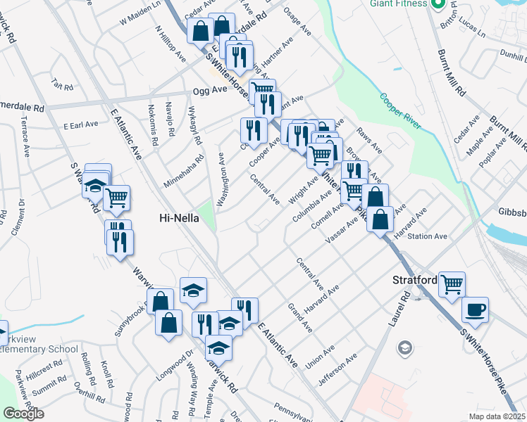 map of restaurants, bars, coffee shops, grocery stores, and more near 106 Whitman Avenue in Stratford