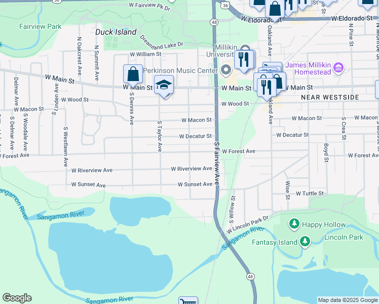 map of restaurants, bars, coffee shops, grocery stores, and more near 1398 West Forest Avenue in Decatur