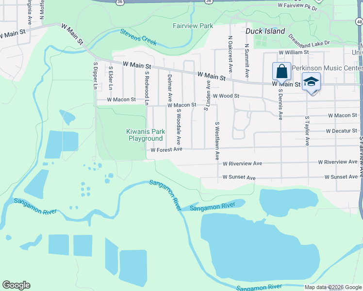 map of restaurants, bars, coffee shops, grocery stores, and more near 419-499 South Woodale Avenue in Decatur